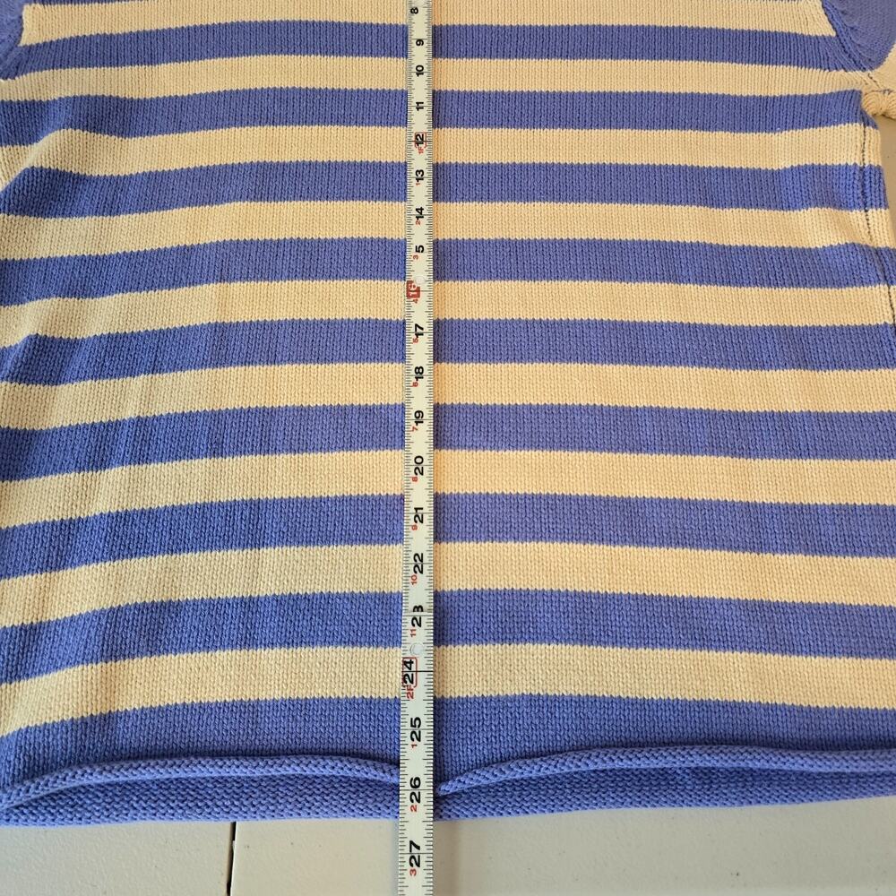 Heyson Tight Knit Sweater Women's L Purple & Light Cream Stripe Long Sleeve - Picture 16 of 16
